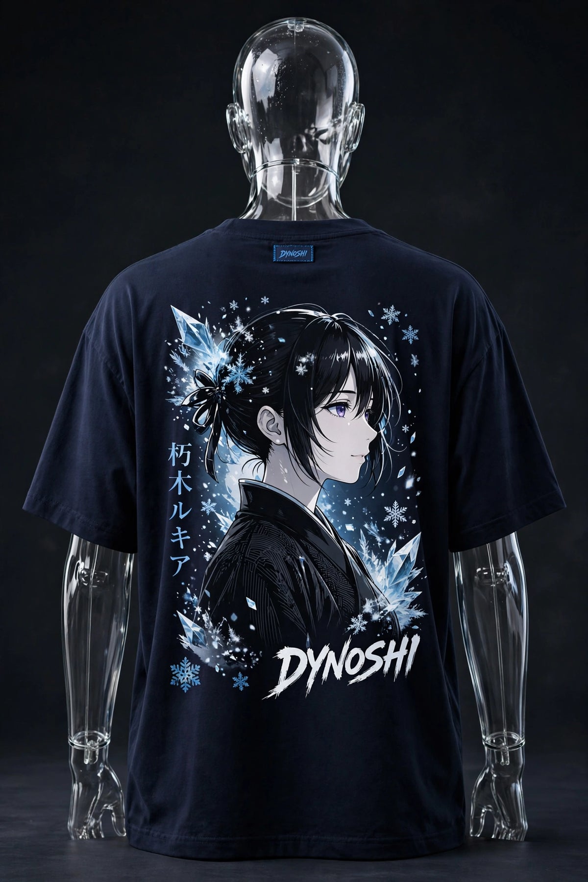 Rukia - Ice Moon Portrait - Premium Oversized Anime T-Shirt - DYNOSHI