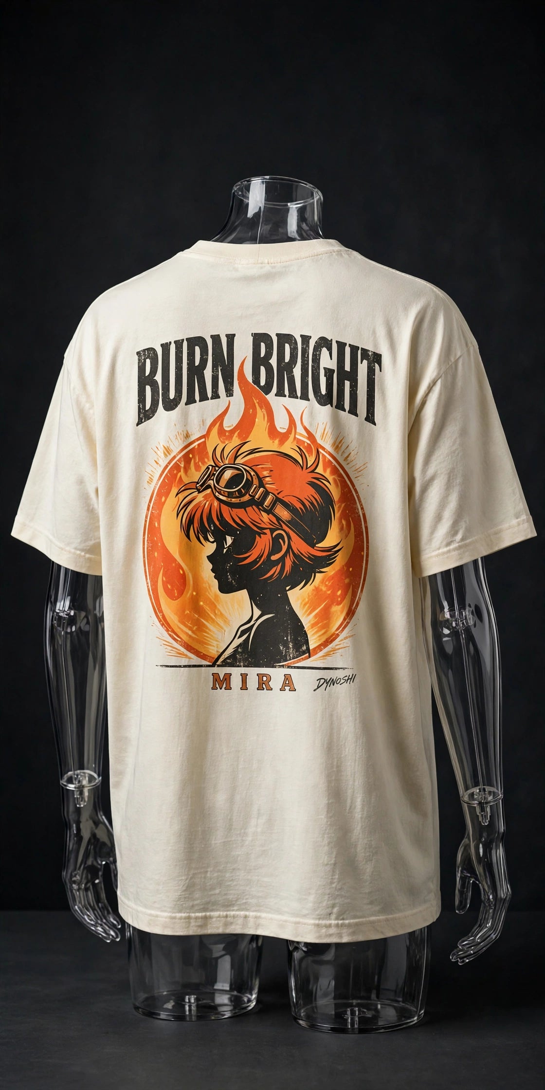 MIRA - Burn Bright - Premium Oversized Anime T-Shirt - DYNOSHI