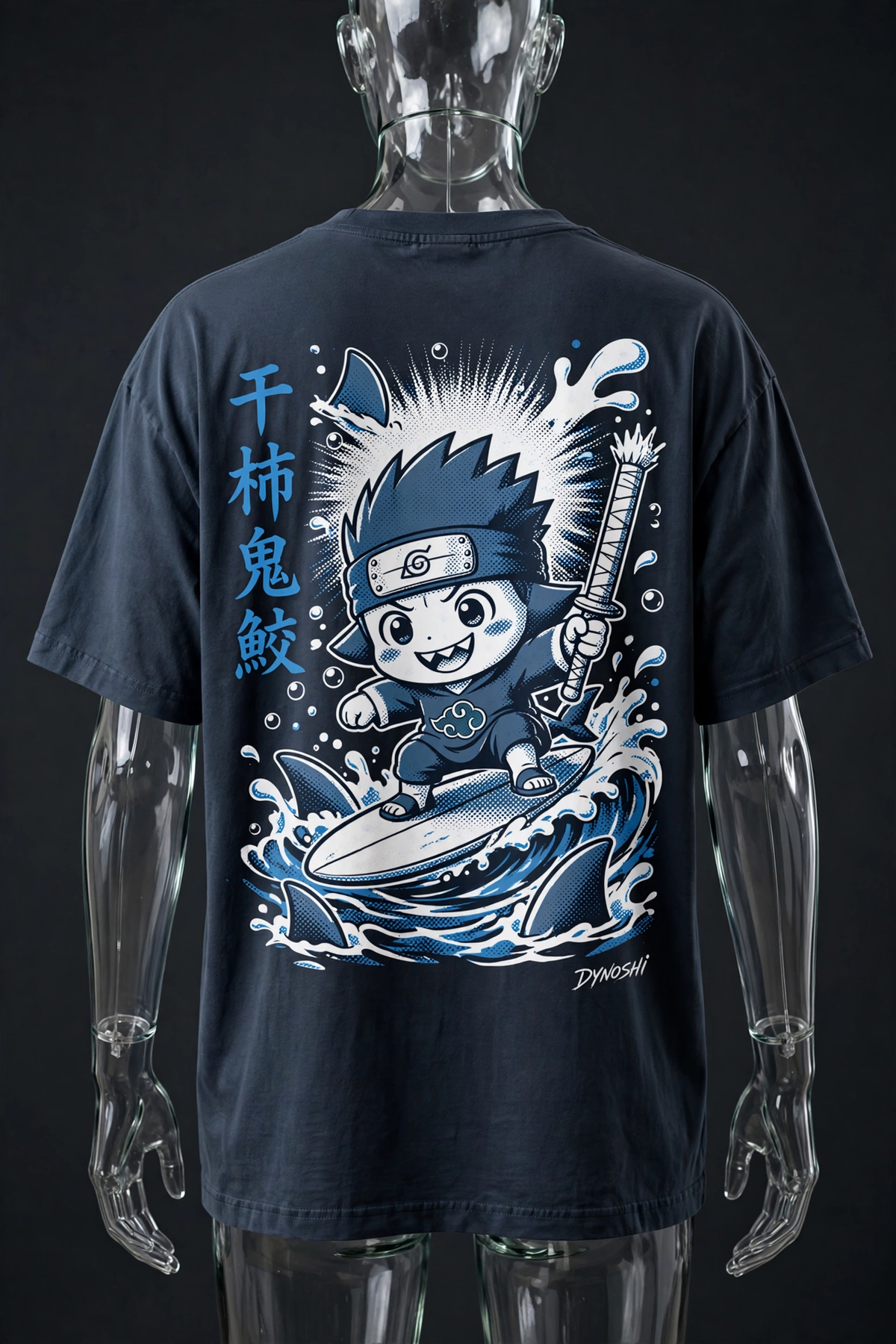 Kisame Hoshigaki - Chibi Surfer - Premium Oversized Anime T-Shirt - DYNOSHI