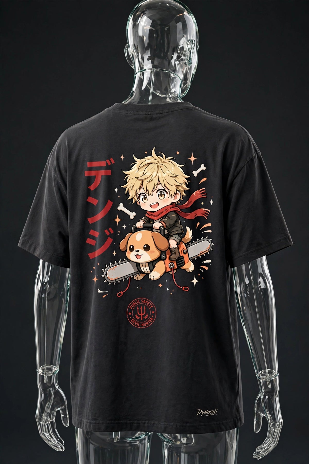 Denji - Pochita Rider Chibi - Premium Oversized Anime T-Shirt - DYNOSHI