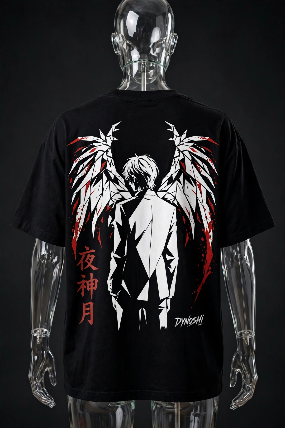 Light Yagami - Shinigami Wings Silhouette - Premium Oversized Anime T-Shirt - DYNOSHI