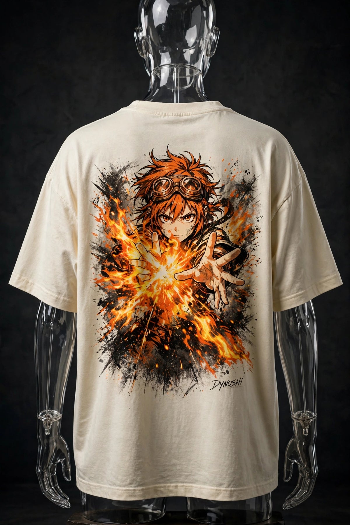 MIRA - Flame Burst - Premium Oversized Anime T-Shirt - DYNOSHI