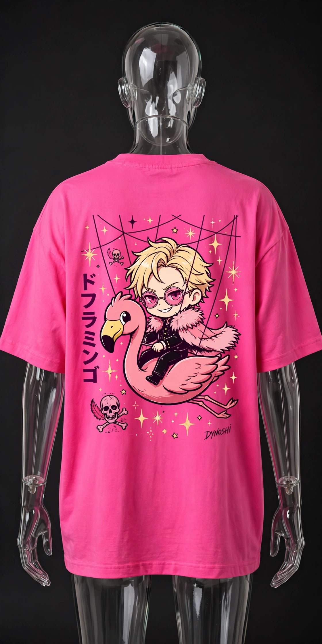 Donquixote Doflamingo - Flamingo Rider Chibi - Premium Oversized Anime T-Shirt - DYNOSHI