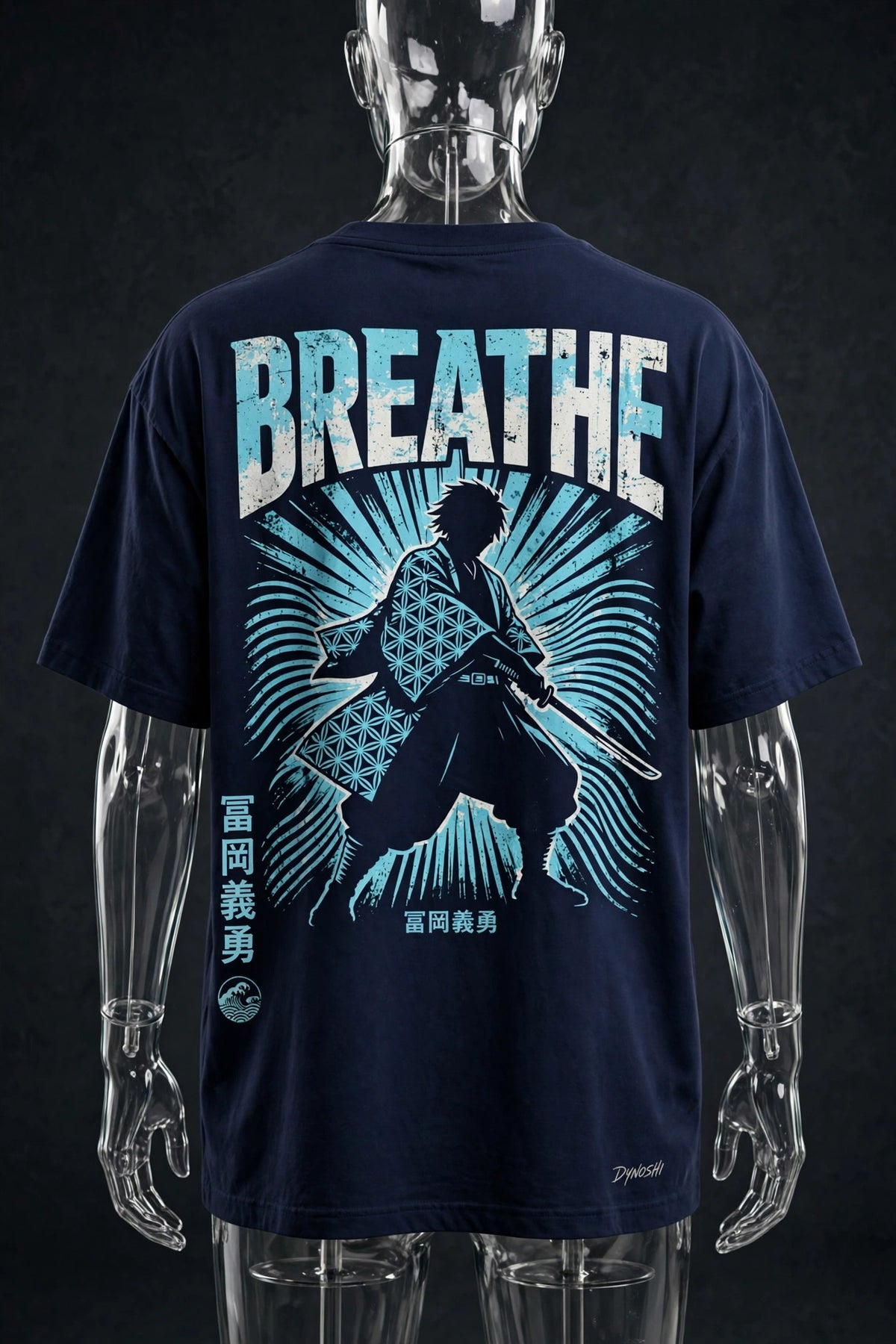 Giyu Tomioka - BREATHE Mantra - Premium Oversized Anime T-Shirt - DYNOSHI