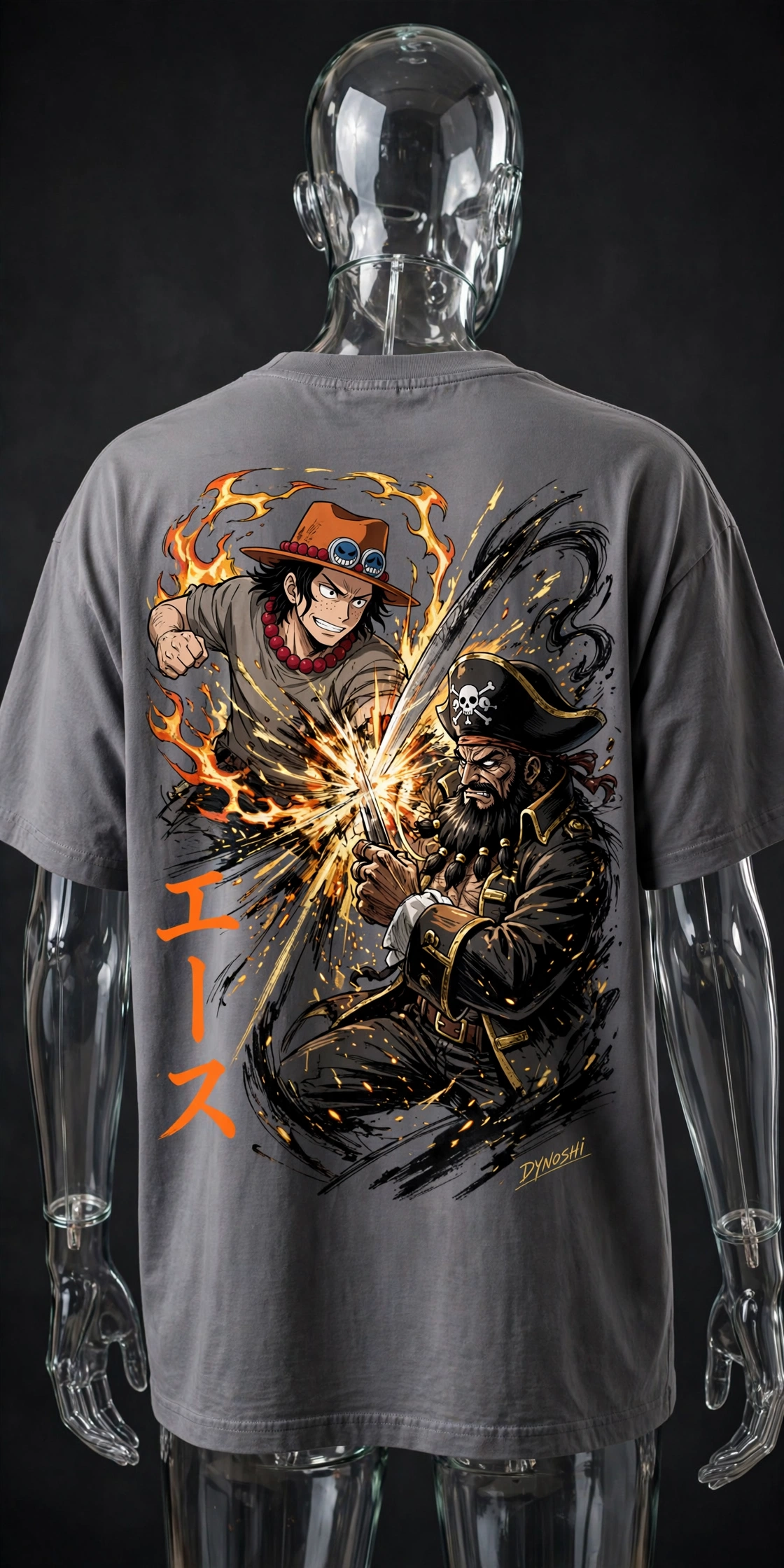 Portgas D. Ace - Ace vs Blackbeard - Premium Oversized Anime T-Shirt - DYNOSHI