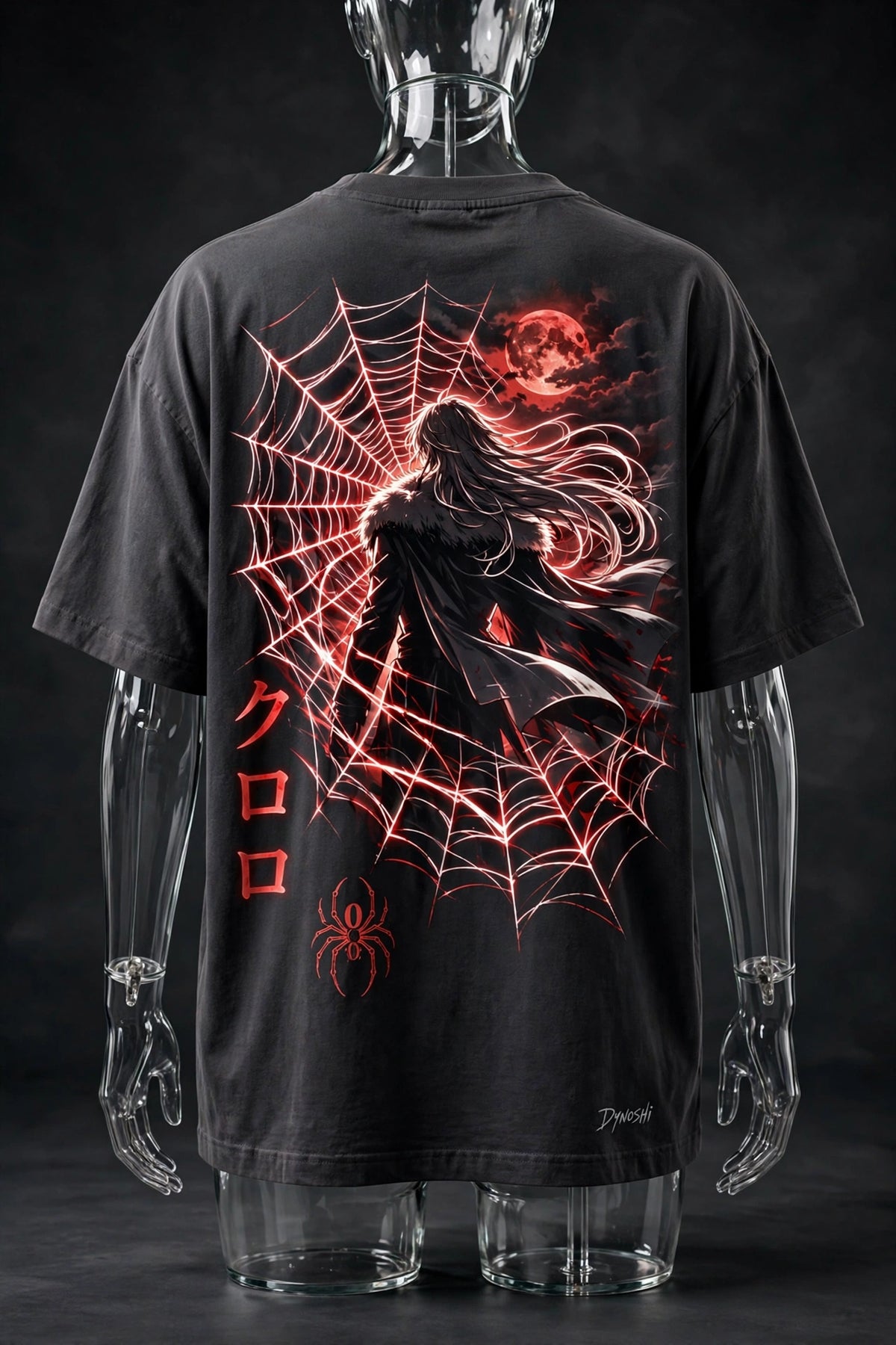 Chrollo Lucilfer - Red Moon Web Silhouette - Premium Oversized Anime T-Shirt - DYNOSHI