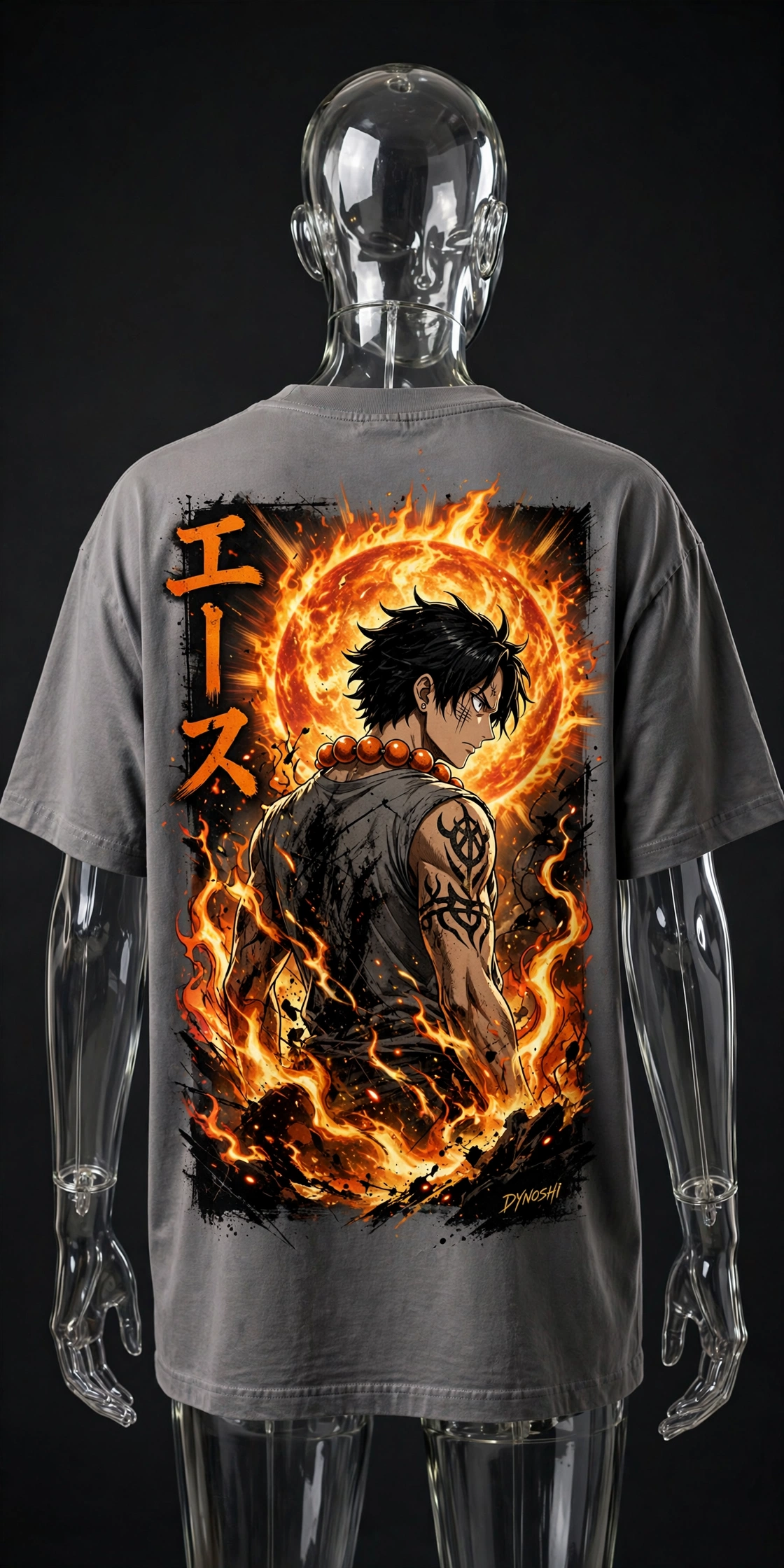 Portgas D. Ace - Entei Dark Form - Premium Oversized Anime T-Shirt - DYNOSHI