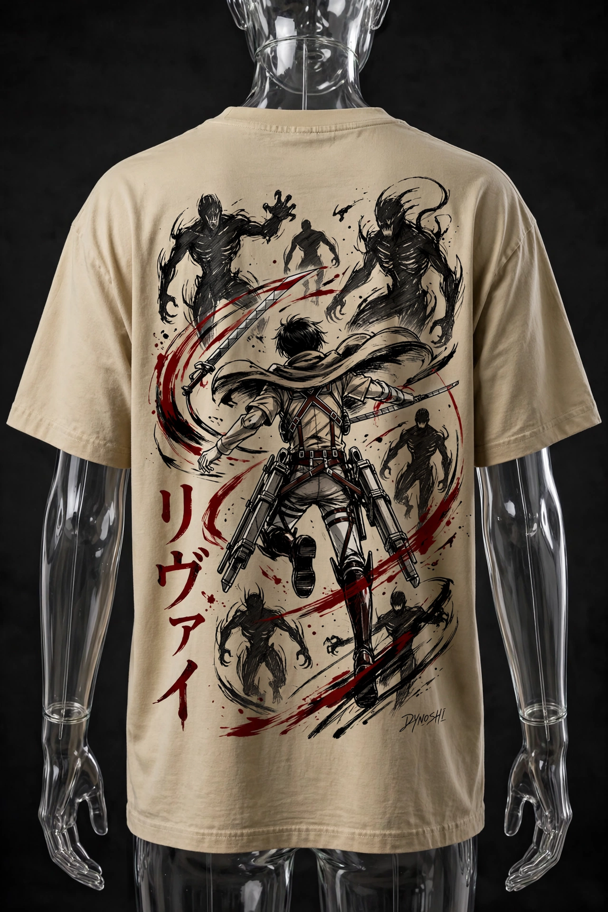 Levi Ackerman - Titan Slayer Whirlwind - Premium Oversized Anime T-Shirt - DYNOSHI
