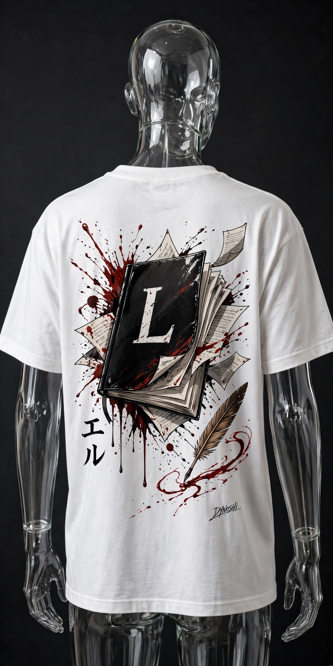 L Lawliet - Notebook Arsenal - Premium Oversized Anime T-Shirt - DYNOSHI