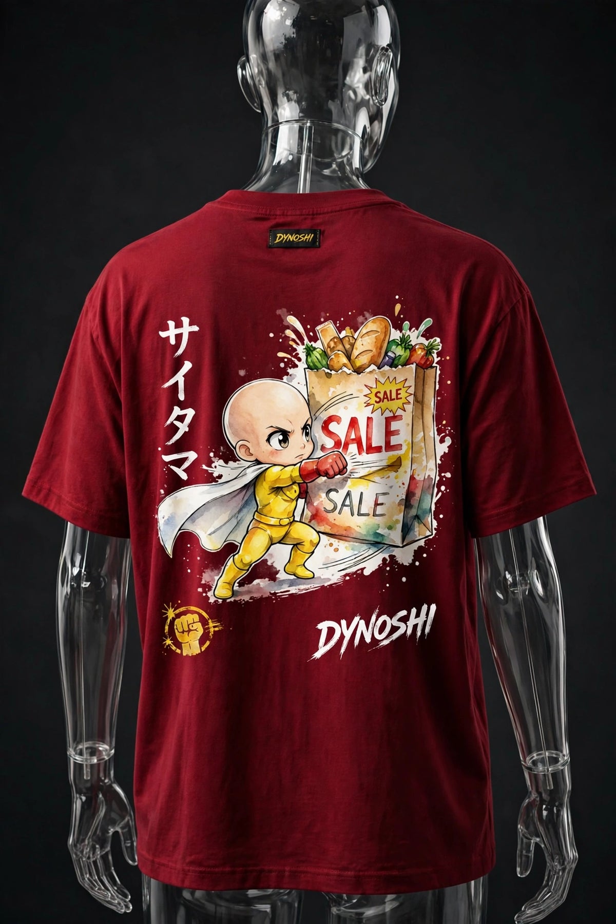 Saitama - Sale Rush Chibi - Premium Oversized Anime T-Shirt - DYNOSHI