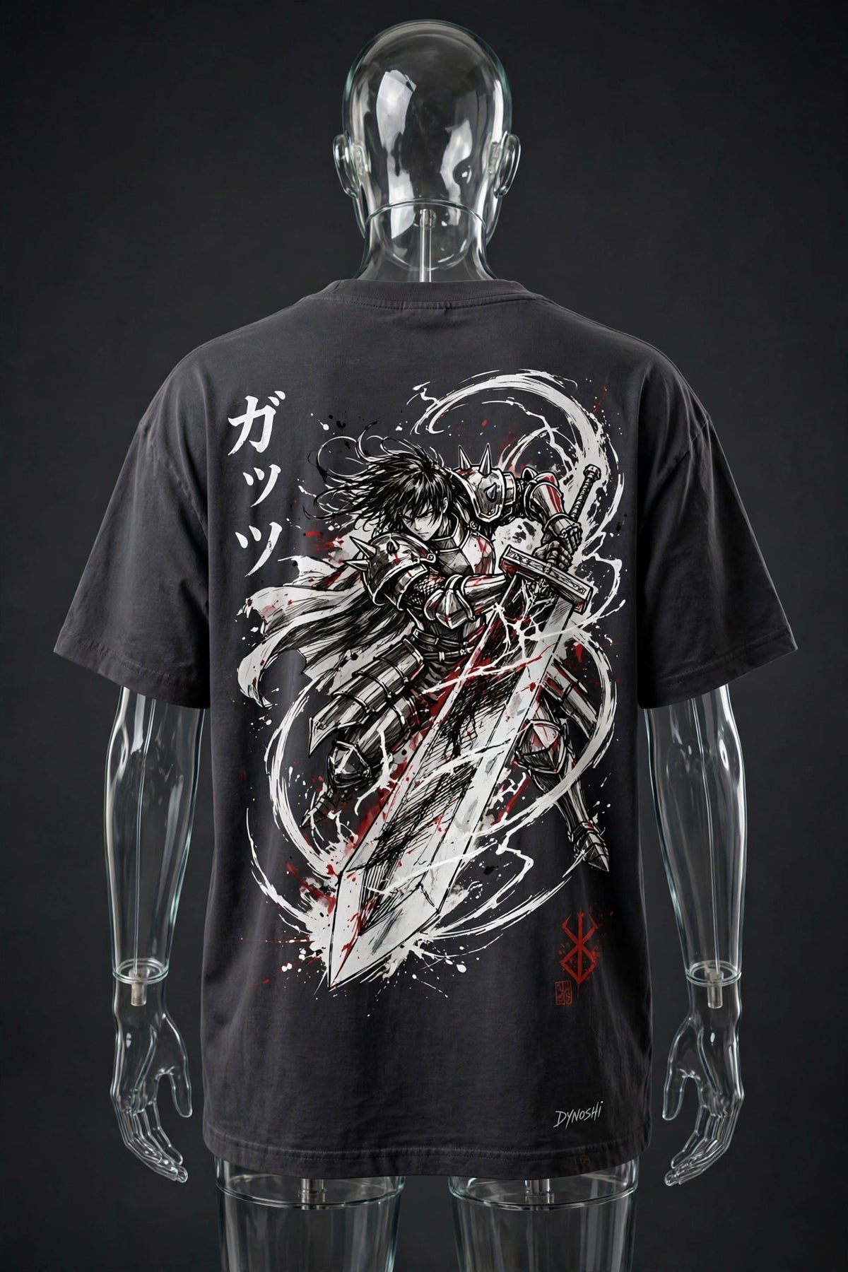 Guts - Greatsword Swing Stance - Premium Oversized Anime T-Shirt - DYNOSHI