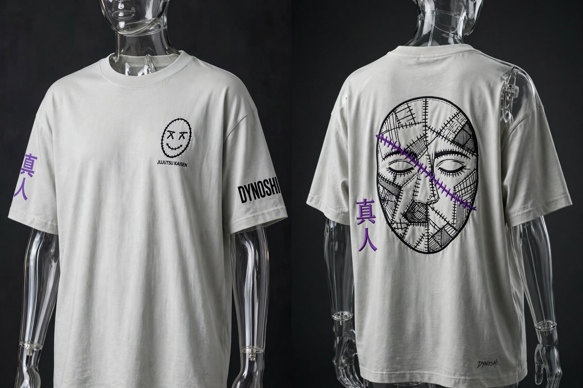 Mahito - Stitched Face Emblem - Premium Oversized Anime T-Shirt - DYNOSHI