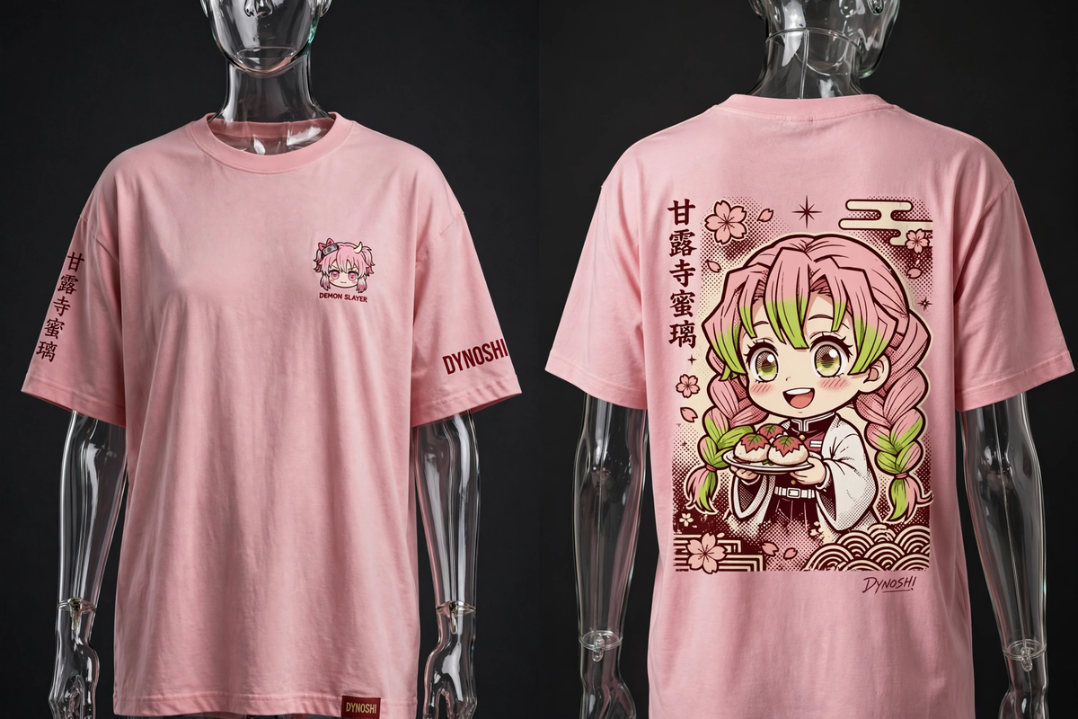 Mitsuri Kanroji - Sakuramochi Chibi - Premium Oversized Anime T-Shirt - DYNOSHI