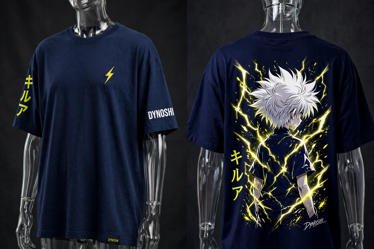 Killua Zoldyck - Godspeed Lightning - Premium Oversized Anime T-Shirt - DYNOSHI