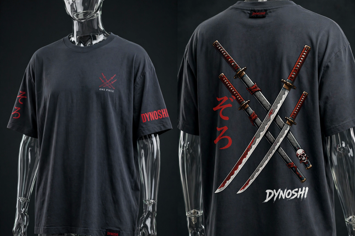 Zoro - Three Swords - Premium Oversized Anime T-Shirt - DYNOSHI