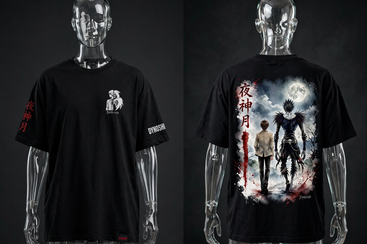 Light Yagami - Shinigami Pact Duo - Premium Oversized Anime T-Shirt - DYNOSHI