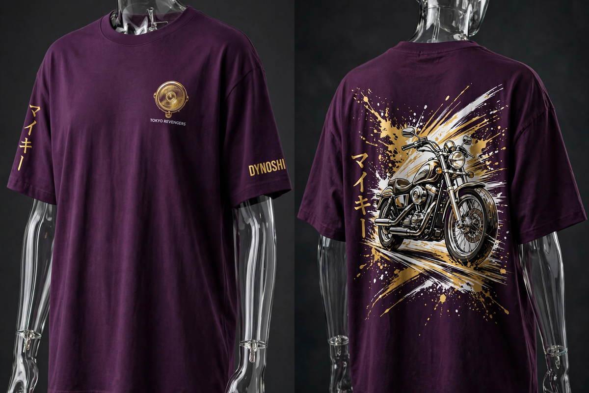 Mikey - Motorcycle Chrome - Premium Oversized Anime T-Shirt - DYNOSHI