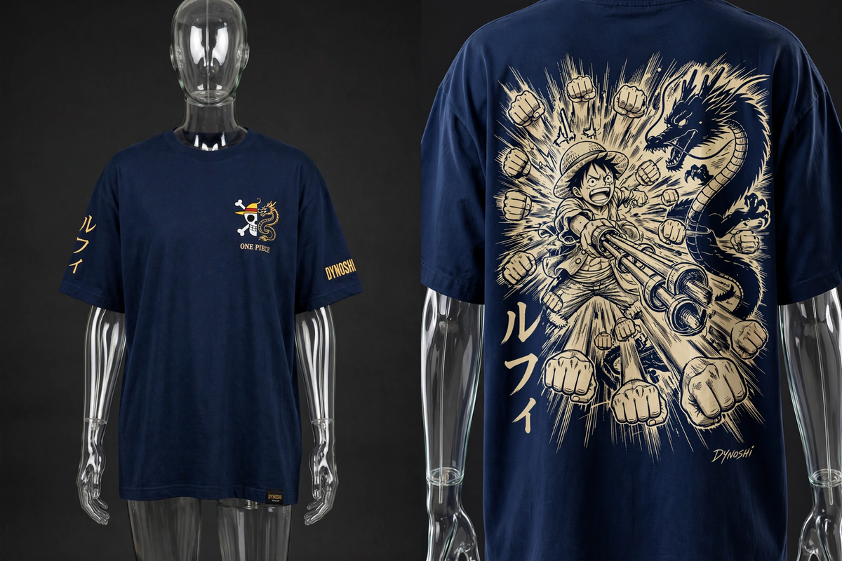Monkey D. Luffy - Gum-Gum Gatling - Premium Oversized Anime T-Shirt - DYNOSHI