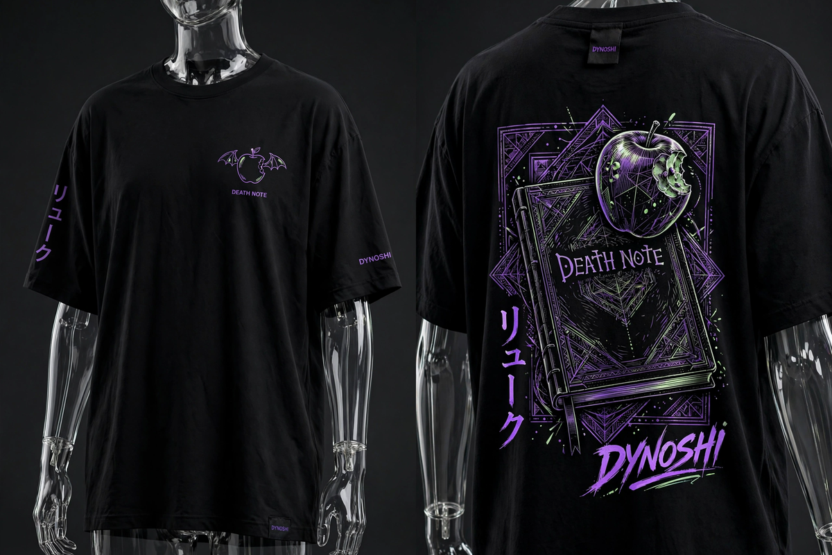 Ryuk - Death Note and Apple - Premium Oversized Anime T-Shirt - DYNOSHI