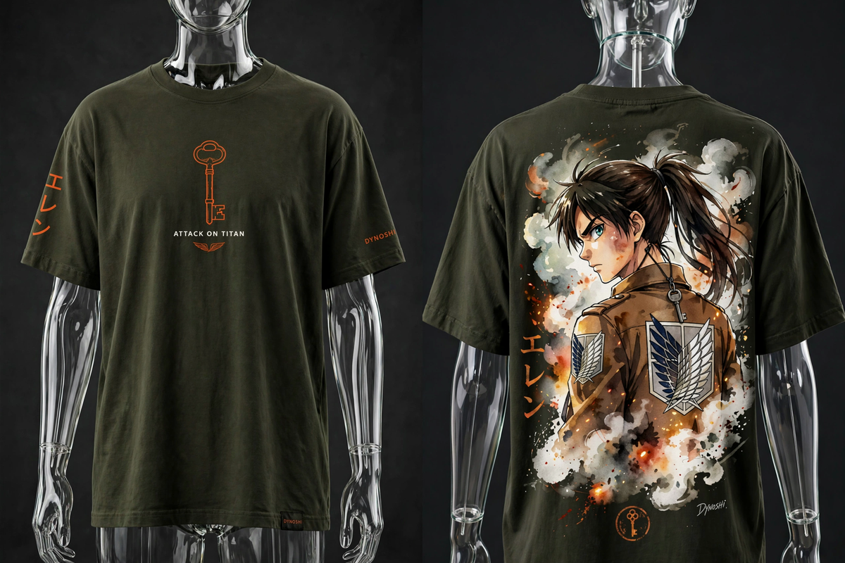Eren Yeager - Scout's Gaze Portrait - Premium Oversized Anime T-Shirt - DYNOSHI