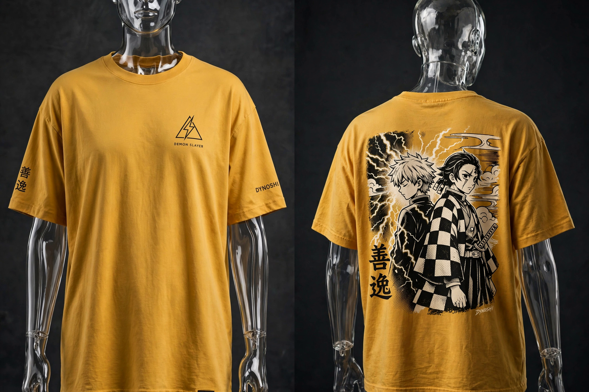 Zenitsu Agatsuma - Slayers' Bond Duo - Premium Oversized Anime T-Shirt - DYNOSHI
