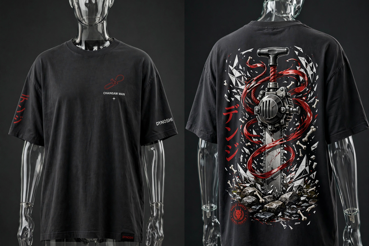Denji - Pull Cord Monument - Premium Oversized Anime T-Shirt - DYNOSHI