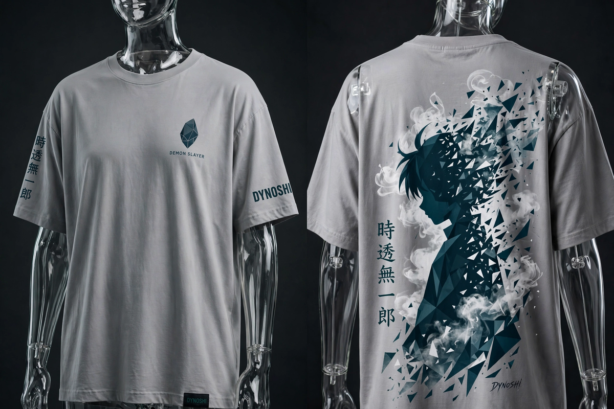 Muichiro Tokito - Mist Figure Geometry - Premium Oversized Anime T-Shirt - DYNOSHI