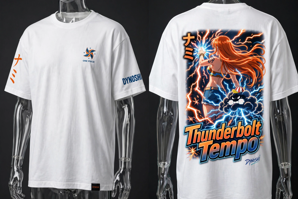Nami - Thunderbolt Tempo - Premium Oversized Anime T-Shirt - DYNOSHI