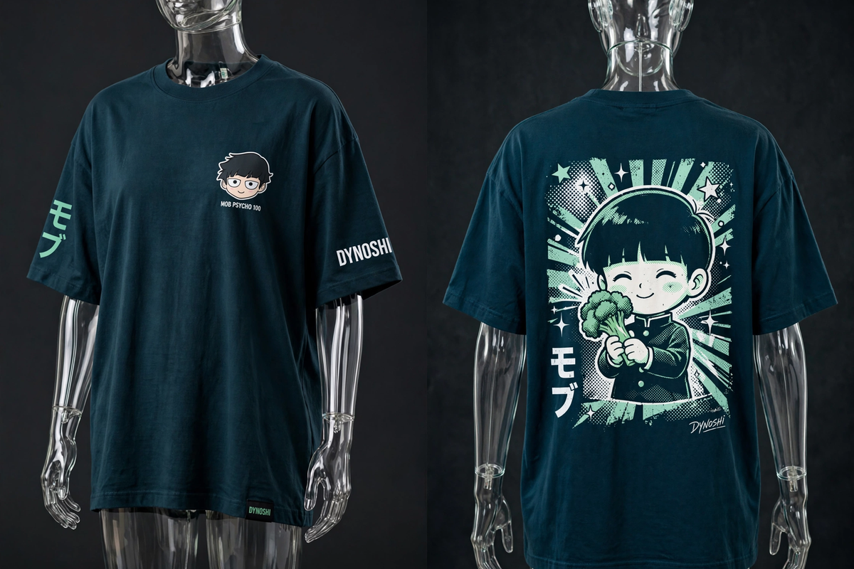 Mob Shigeo - Broccoli Chibi - Premium Oversized Anime T-Shirt - DYNOSHI