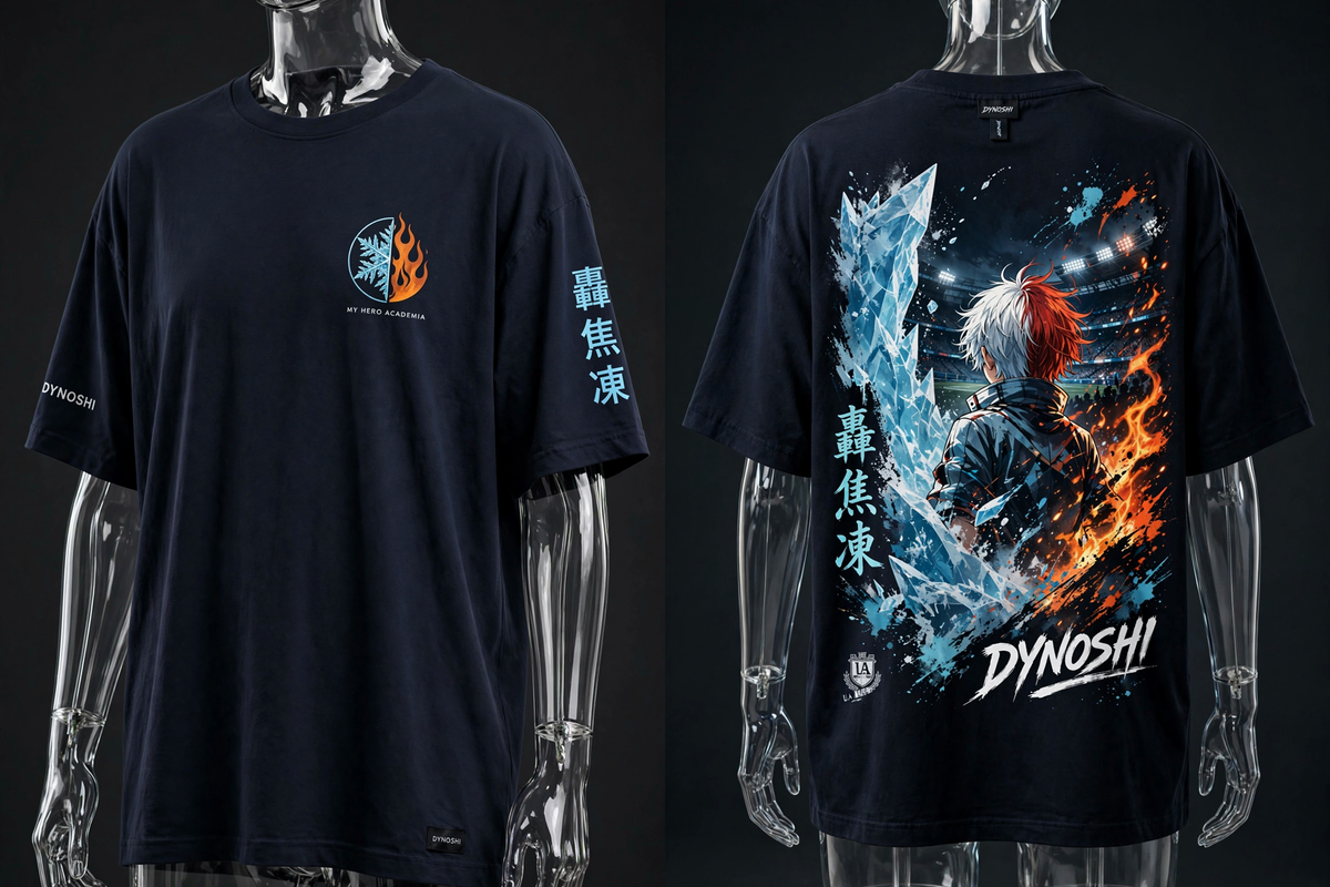 Shoto Todoroki - Stadium Clash - Premium Oversized Anime T-Shirt - DYNOSHI