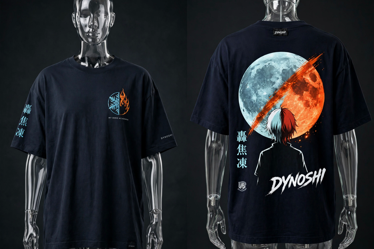 Shoto Todoroki - Split Moon - Premium Oversized Anime T-Shirt - DYNOSHI