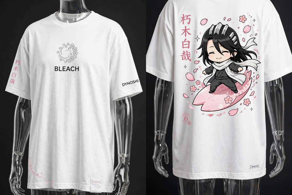 Byakuya Kuchiki - Petal Rider Chibi - Premium Oversized Anime T-Shirt - DYNOSHI