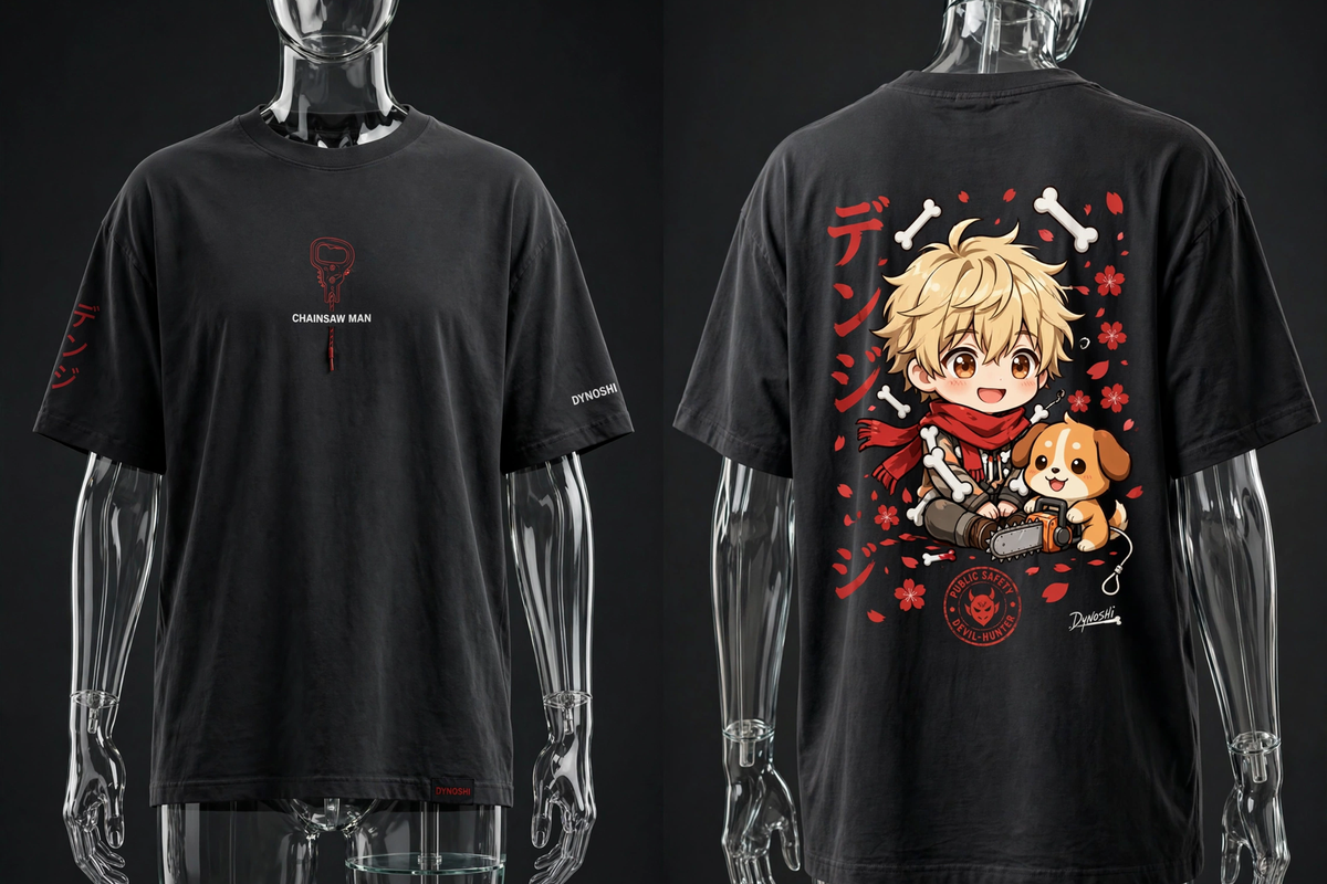 Denji - Pochita Days - Premium Oversized Anime T-Shirt - DYNOSHI