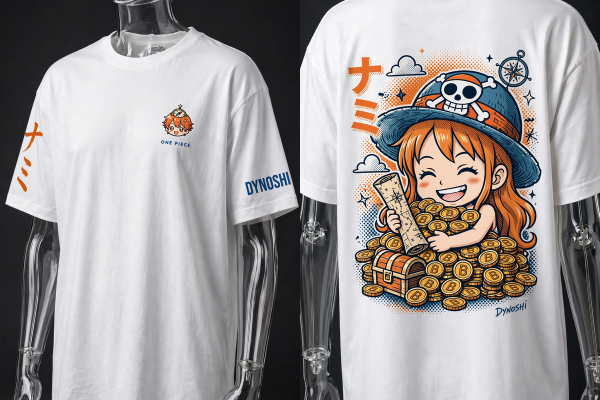 Nami - Beri Fortune Chibi - Premium Oversized Anime T-Shirt - DYNOSHI