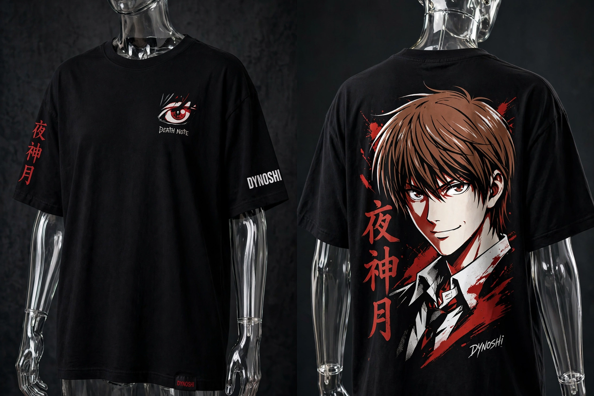 Light Yagami - Calculating Genius Portrait - Premium Oversized Anime T-Shirt - DYNOSHI