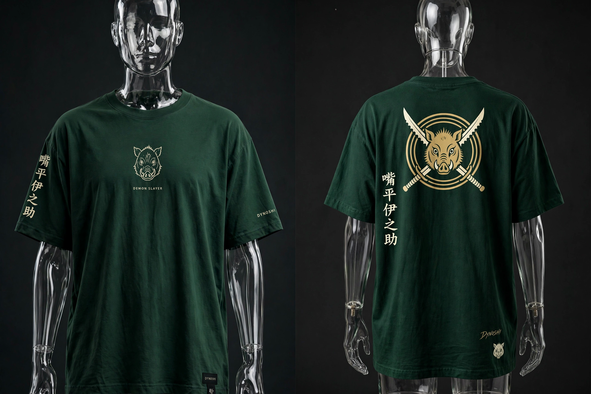 Inosuke Hashibira - Boar Crest Emblem - Premium Oversized Anime T-Shirt - DYNOSHI