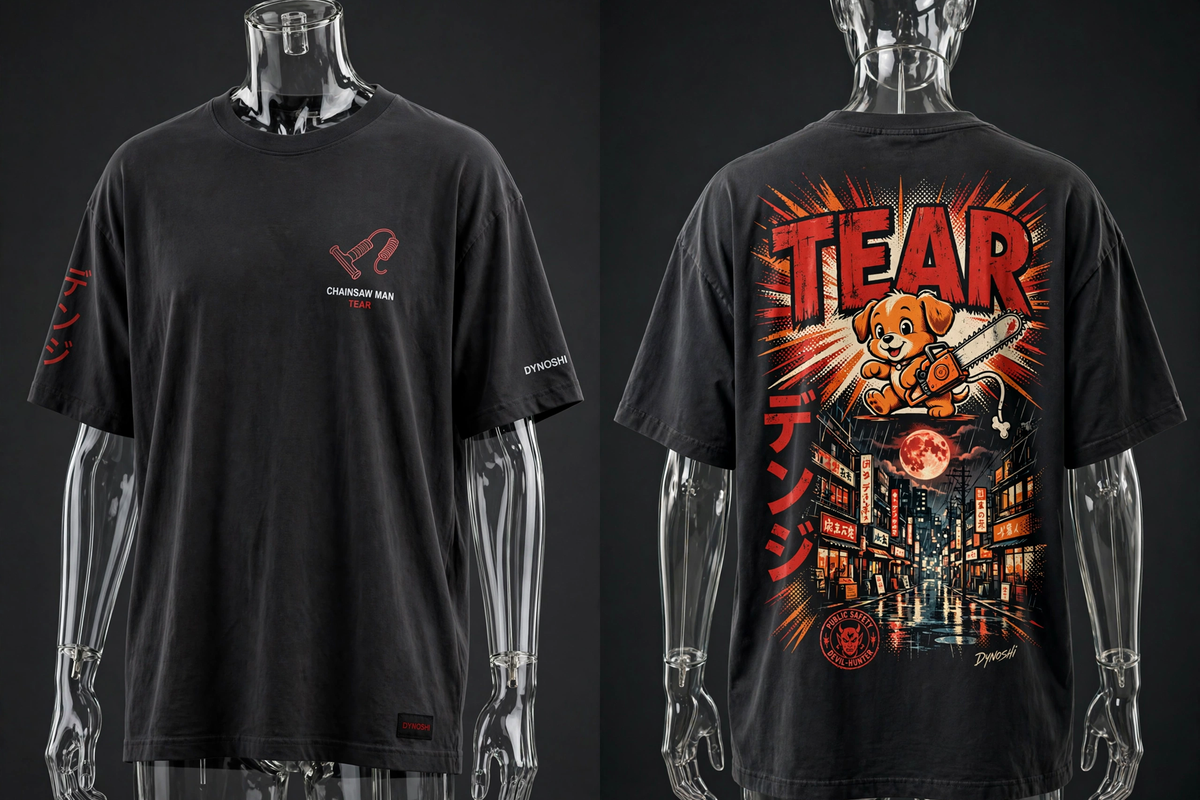 Denji - Tear Mantra - Premium Oversized Anime T-Shirt - DYNOSHI
