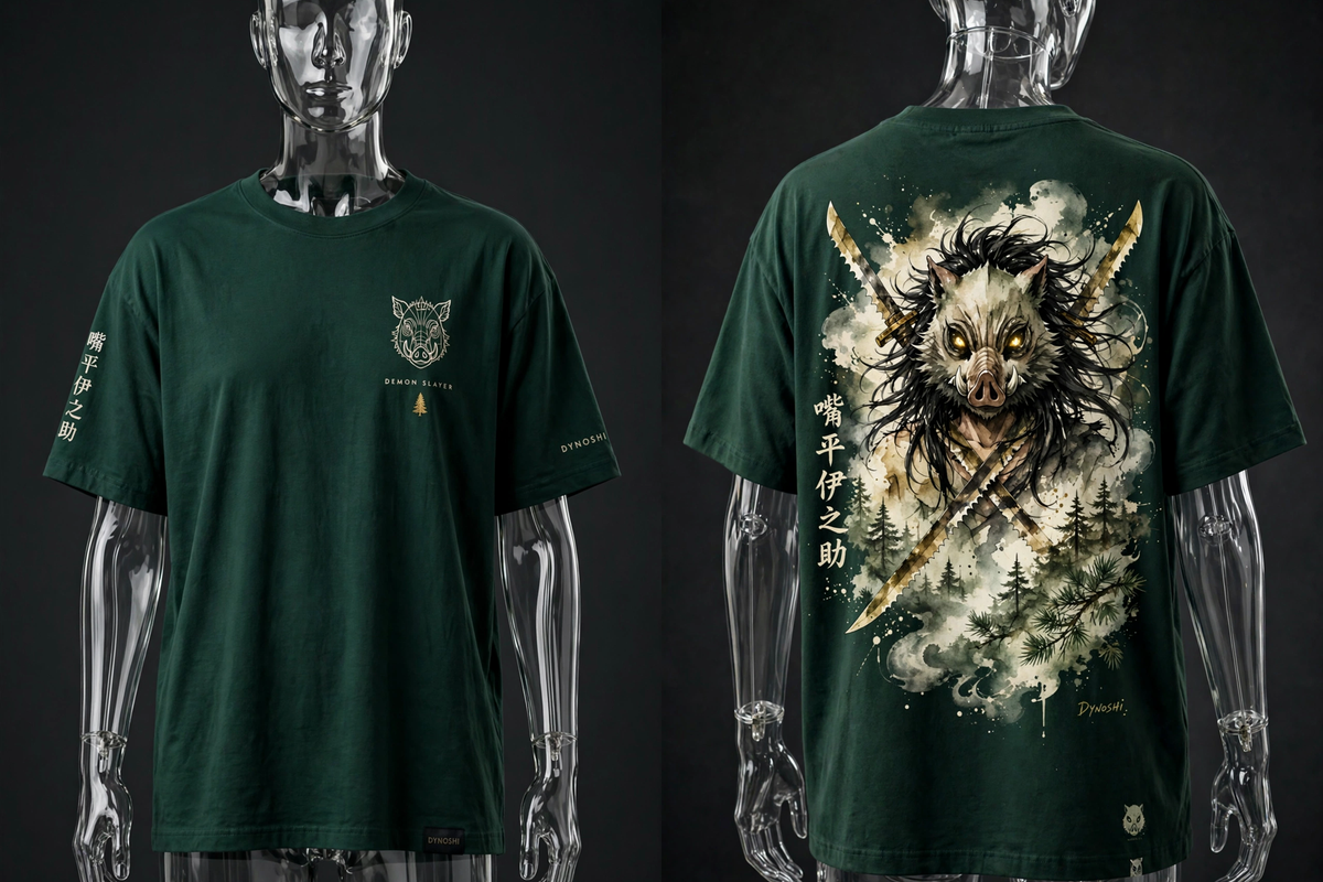 Inosuke Hashibira - Feral Gaze Portrait - Premium Oversized Anime T-Shirt - DYNOSHI