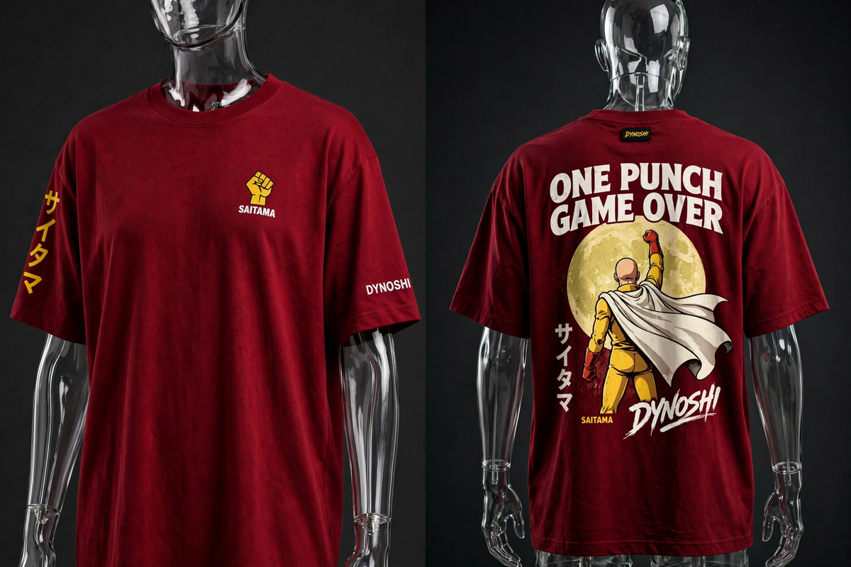 Saitama - One Punch Game Over - Premium Oversized Anime T-Shirt - DYNOSHI