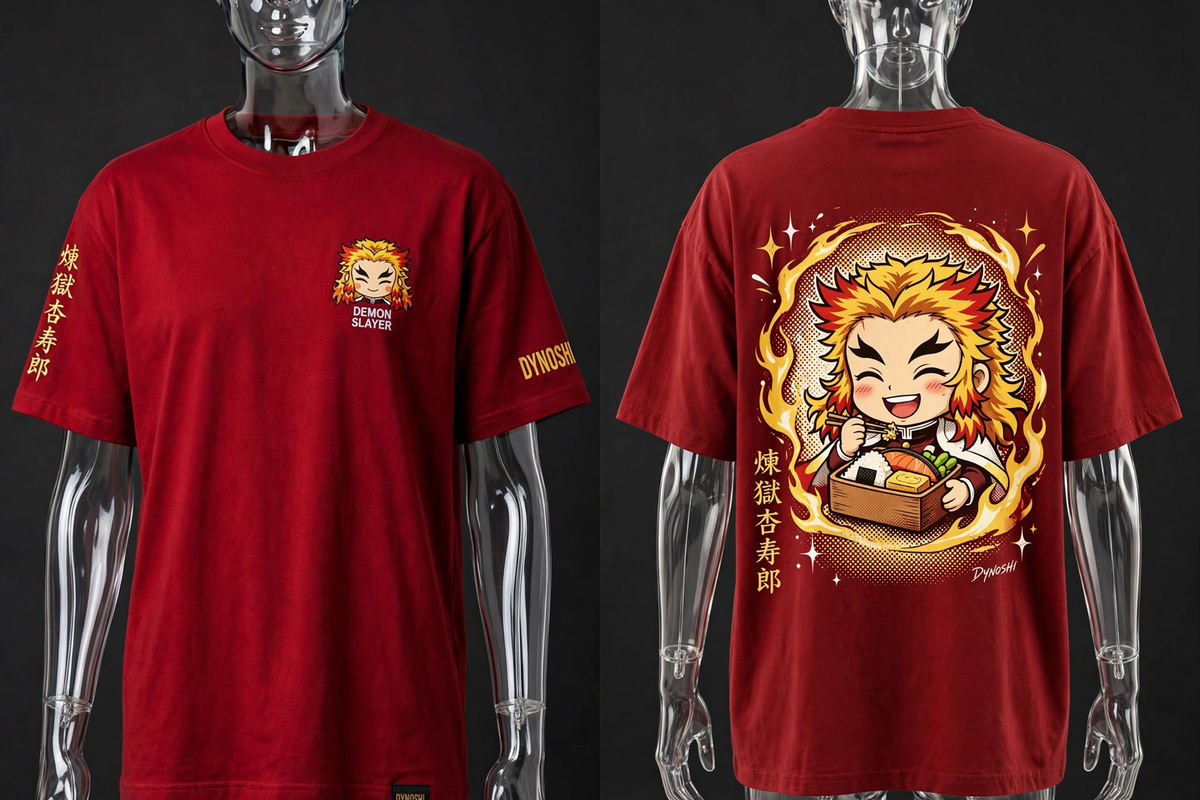 Kyojuro Rengoku - Chibi Bento Time - Premium Oversized Anime T-Shirt - DYNOSHI