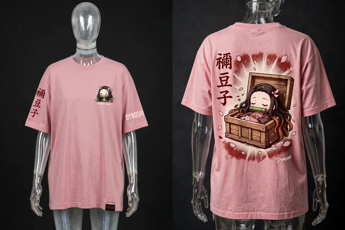 Nezuko Kamado - Box Nap Chibi - Premium Oversized Anime T-Shirt - DYNOSHI