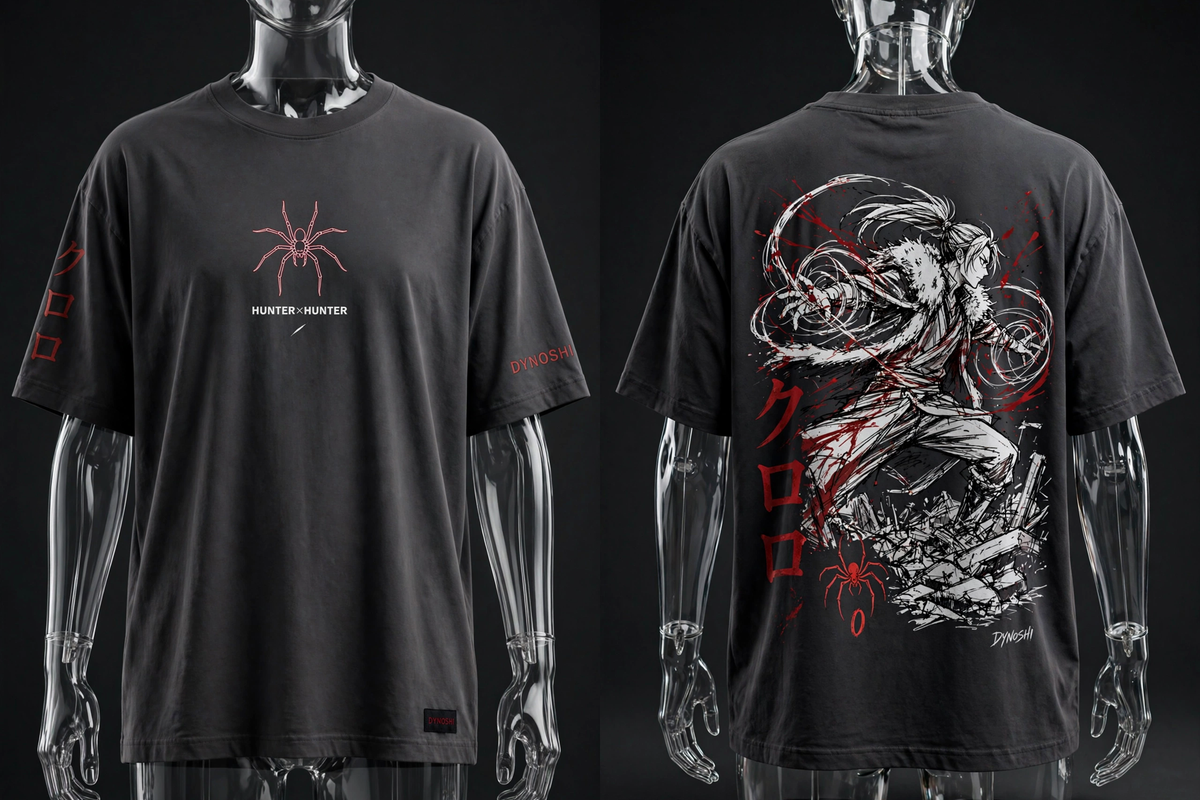 Chrollo Lucilfer - Web Whip Stance - Premium Oversized Anime T-Shirt - DYNOSHI