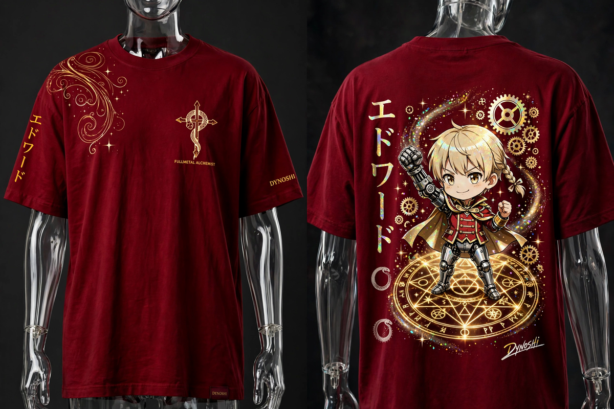 Edward Elric - Transmutation Victory - Premium Oversized Anime T-Shirt - DYNOSHI