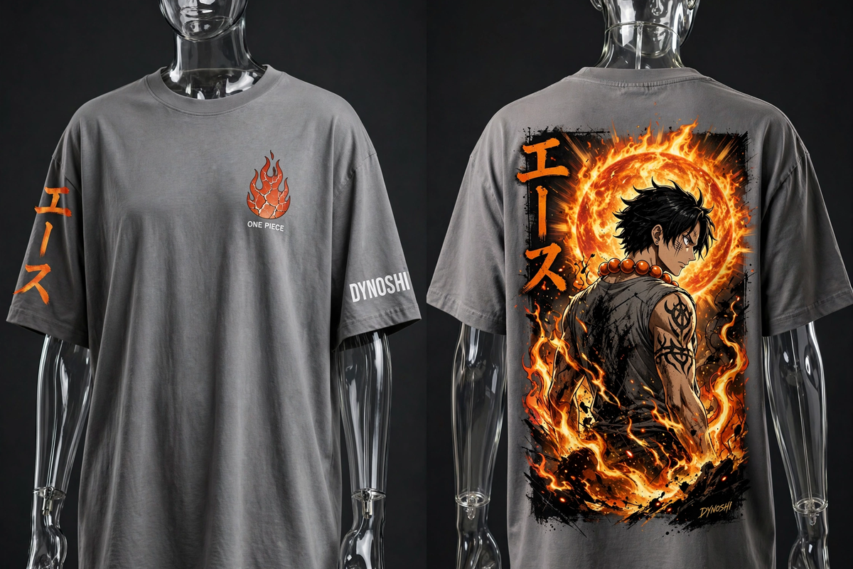 Portgas D. Ace - Entei Dark Form - Premium Oversized Anime T-Shirt - DYNOSHI