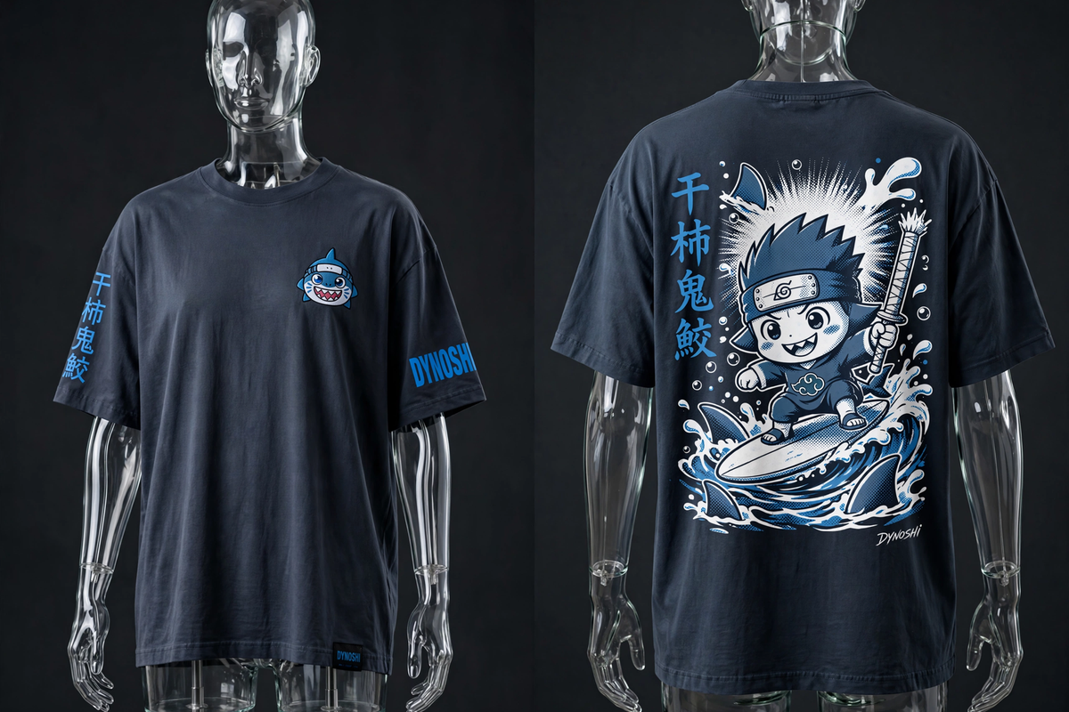 Kisame Hoshigaki - Chibi Surfer - Premium Oversized Anime T-Shirt - DYNOSHI