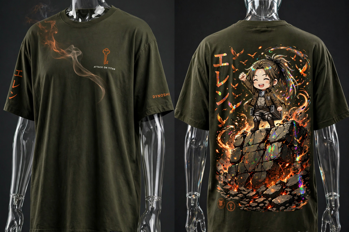 Eren Yeager - Victory on the Wall - Premium Oversized Anime T-Shirt - DYNOSHI