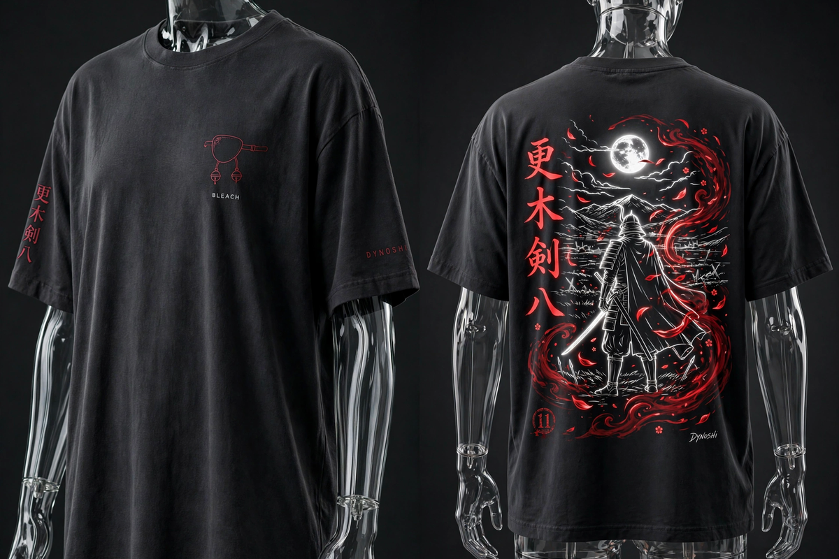 Kenpachi Zaraki - Moonlit Field Silhouette - Premium Oversized Anime T-Shirt - DYNOSHI