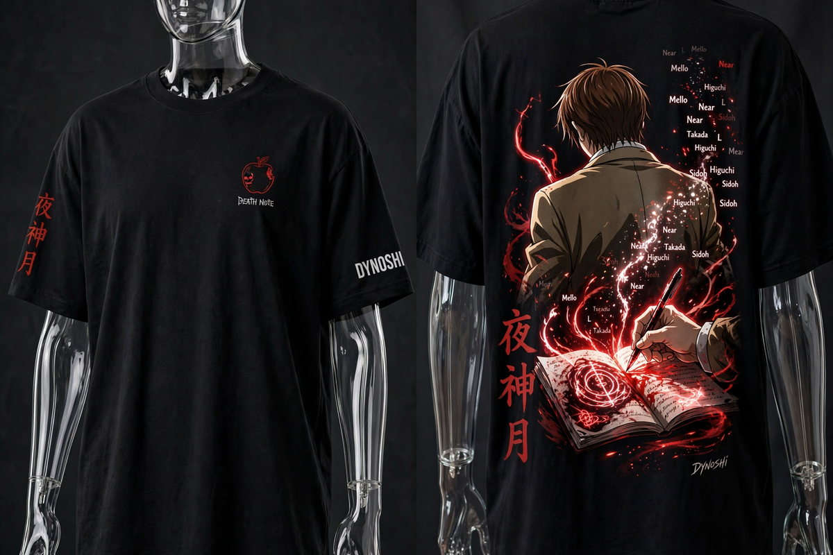 Light Yagami - Kira's Pen - Premium Oversized Anime T-Shirt - DYNOSHI