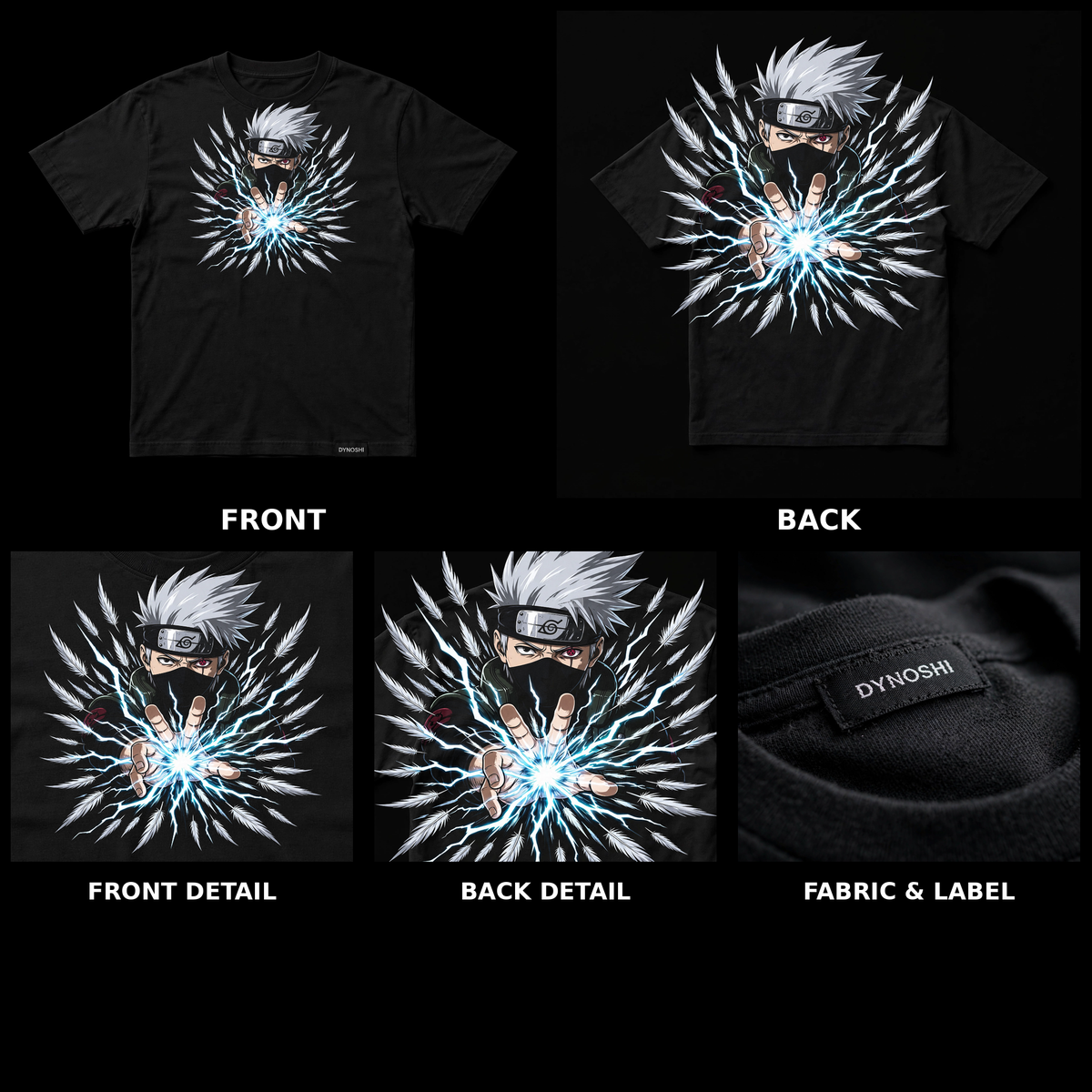 Kakashi Hatake - Lightning Blade Black Tee — composite sheet