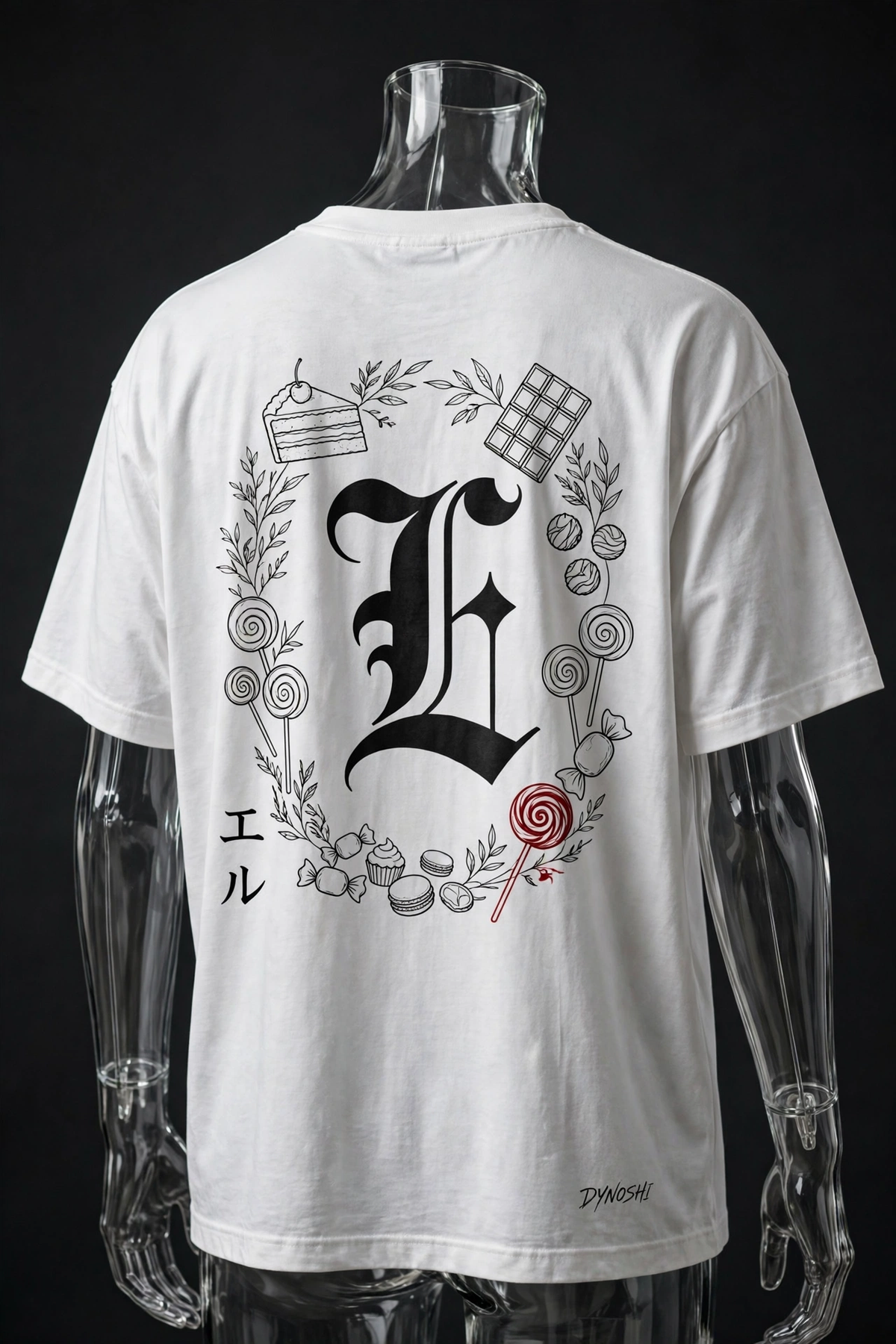L Lawliet - Gothic L Sweets Emblem - Premium Oversized Anime T-Shirt - DYNOSHI